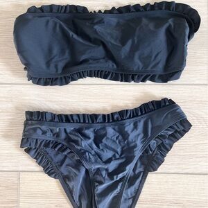 SHEIN Black Ruffle Bikini Set